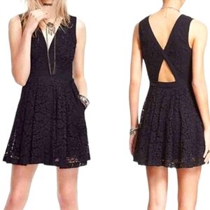 Free People Lovely in Lace Cutout Mini Black Dress Free People Lace Dress S